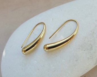 18K Gold Wassertropfen Ohrringe – Wassertropfen Haken Ohrringe – Minimalistische Gold Ohrringe – Gold Tropfen Ohrringe