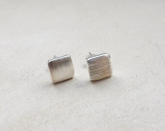 Sterling Silver Square Stud Earrings, Minimalist Silver Stud Earrings, Minimalist Silver Jewellery