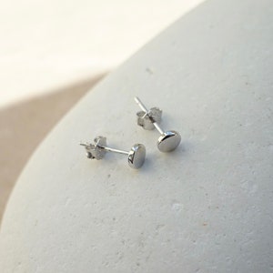 Sterling Silver Dot Stud Earrings, Silver Flat Circle Stud Earrings, Silver Disc Stud Earrings