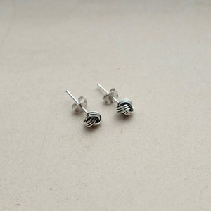 Sterling Silver Rope Stud Earrings, Minimalist Silver Stud Earrings image 1