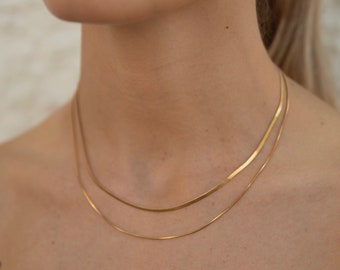 Gold Duo Chain Necklace, Gold Layering Necklaces, Gold Necklace Set