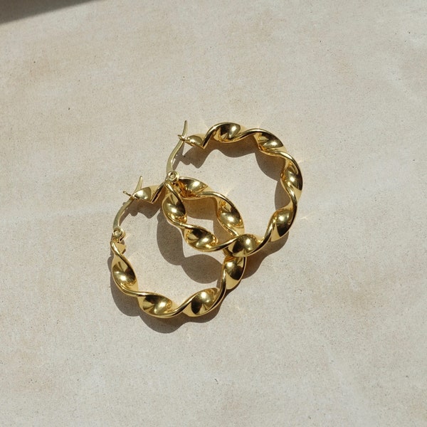 Sterling Silver Chunky Tube Hoop Earrings