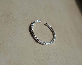 Sterling Silver Hammered Thin Ring, Adjustable Sterling Silver Ring
