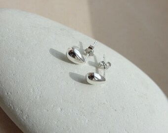 Waterdrop Sterling Silver Stud Earrings, Minimalist Silver Stud Earrings