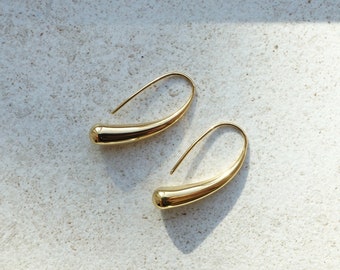 Gold Waterdrop Earrings | Waterdrop Hook Earrings | Minimalist Gold Earrings | 18K Gold Plated Drop Earrings