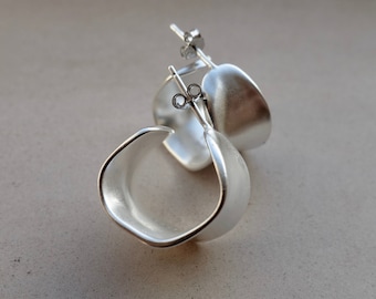 Sterling Silver Irregular Hoop Earrings