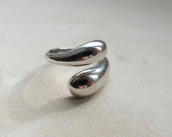 Anillo grueso de plata de ley, anillo minimalista de plata de ley, anillo de plata abierto