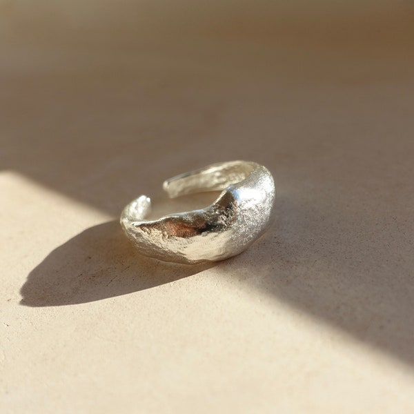 Melted Sterling Silver Ring, Adjustable Sterling Silver Ring