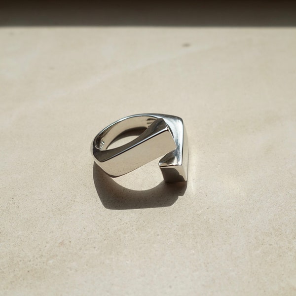 Sterling Silver Chunky Ring, Minimalist Sterling Silver Ring, Open Silver Ring
