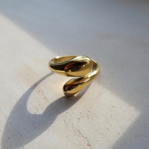 Gold Chunky Ring, Contemporary Gold Ring, Open Irregular Ring