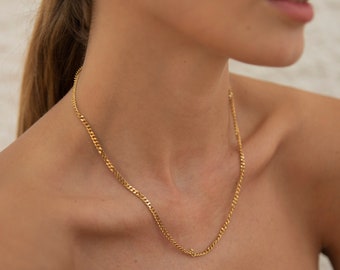 Gold Chain Necklace, 18K Gold Necklace, Tarnish Free & Waterproof Necklace