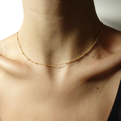 Gold Choker Necklace Beaded Gold Choker 