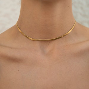 Gold Choker Necklace, Gold Snake Chain, Dainty Gold Choker, Tarnish Free Jewellery