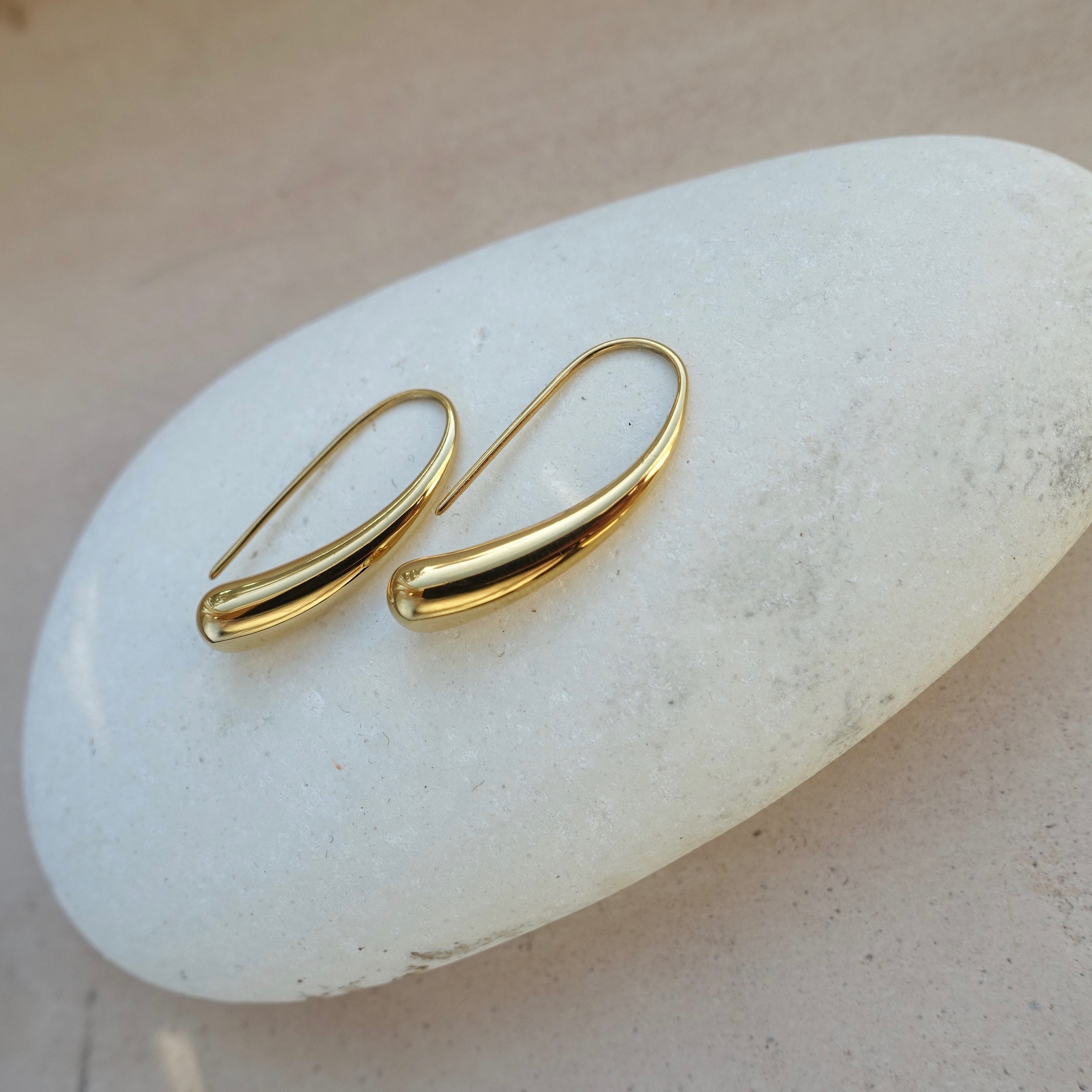 18K Gold Waterdrop Earrings Waterdrop Hook Earrings Etsy UK