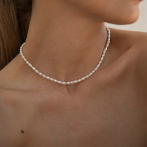 Süßwasser Perle Choker Halskette Kleine natürliche Perlenkette Verstellbare Perlenkette AAAA-hochwertige Perlen Bild 2