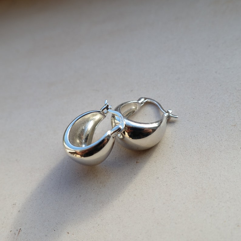 Sterling Silver Chunky Hoop Earrings image 4