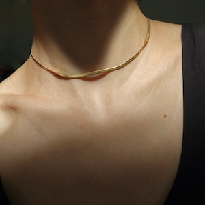 Gold Choker Necklace, Gold Snake Chain, Dainty Gold Choker, Tarnish Free Jewellery image 5