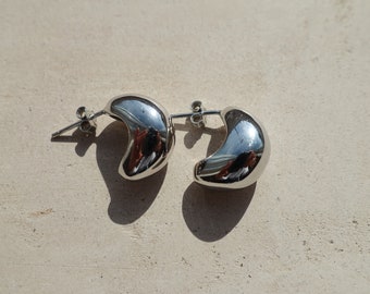 Silver Waterdrop Earrings, Chunky Waterdrop Earrings, Sterling Silver Big Drop Earrings