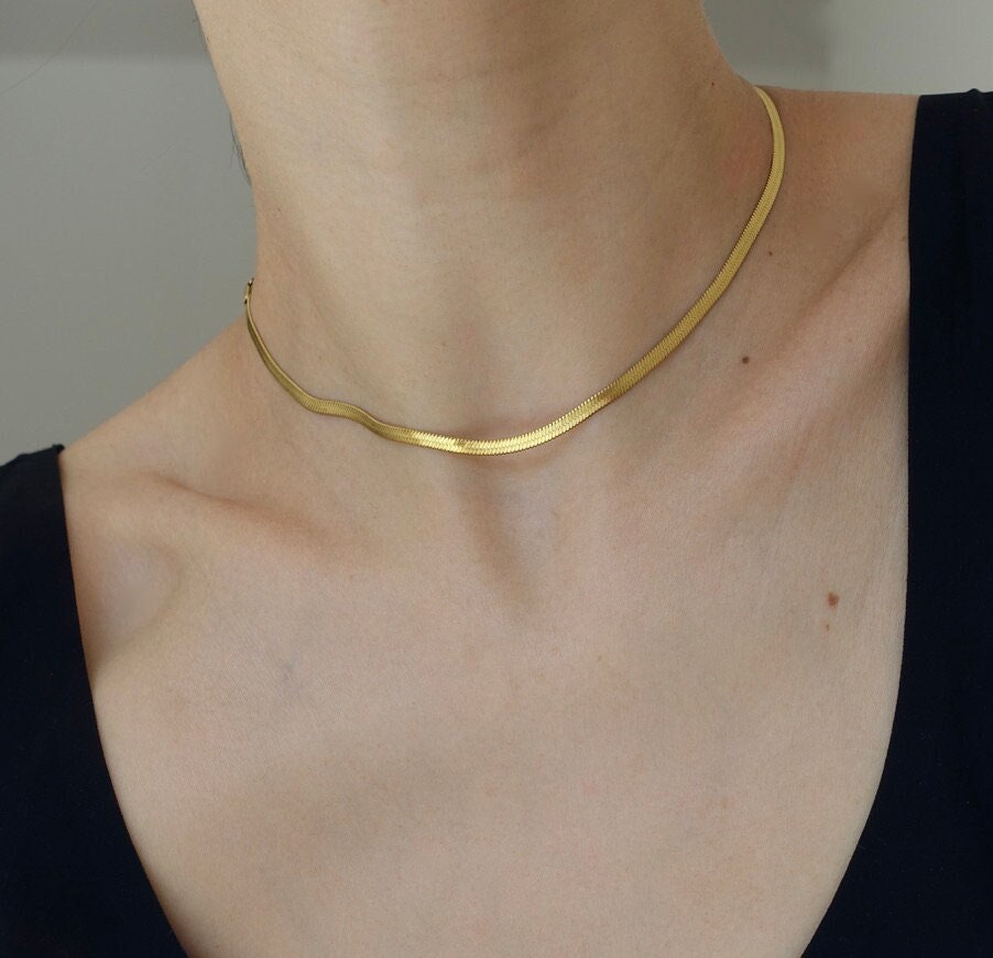 Gold Choker Necklace | Gold Snake Choker | Minimalist Gold Necklace
