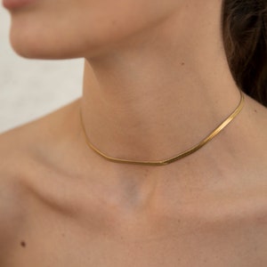 Gold Choker Necklace, Gold Snake Chain, Dainty Gold Choker, Tarnish Free Jewellery image 3