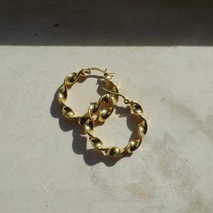 Twisted Gold Hoop Earrings Twist 18K Gold Hoops Tarnish Free Jewellery image 3