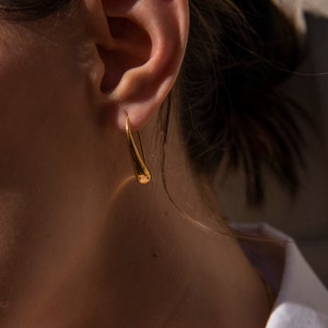 18K Gold Waterdrop Oorbellen Waterdrop Hook Oorbellen Minimalistische Gouden Oorbellen Gouden Drop Oorbellen afbeelding 5