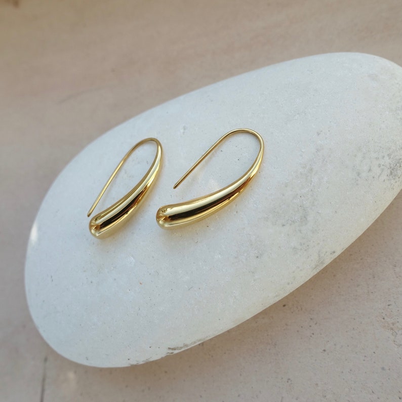 18K Gold Waterdrop Earrings Waterdrop Hook Earrings Minimalist Gold Earrings Gold Drop Earrings zdjęcie 1