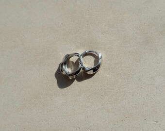 Sterling Silver Hoop Earrings, Silver Huggie Earrings, Twist Small Huggies