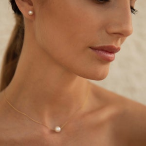 Freshwater Pearl Stud Earrings, Real Pearl Earrings in Gold, Small Pearl Earrings image 2