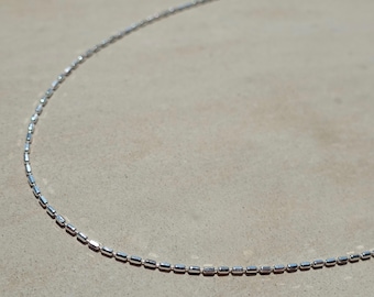Sterling Silver Beaded Necklace, Beaded Silver Chain Necklace