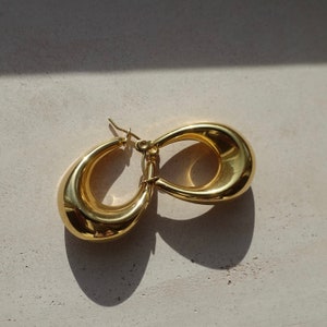Gold Teardrop Hoop Earrings, Gold Waterdrop Hoop Earrings image 3