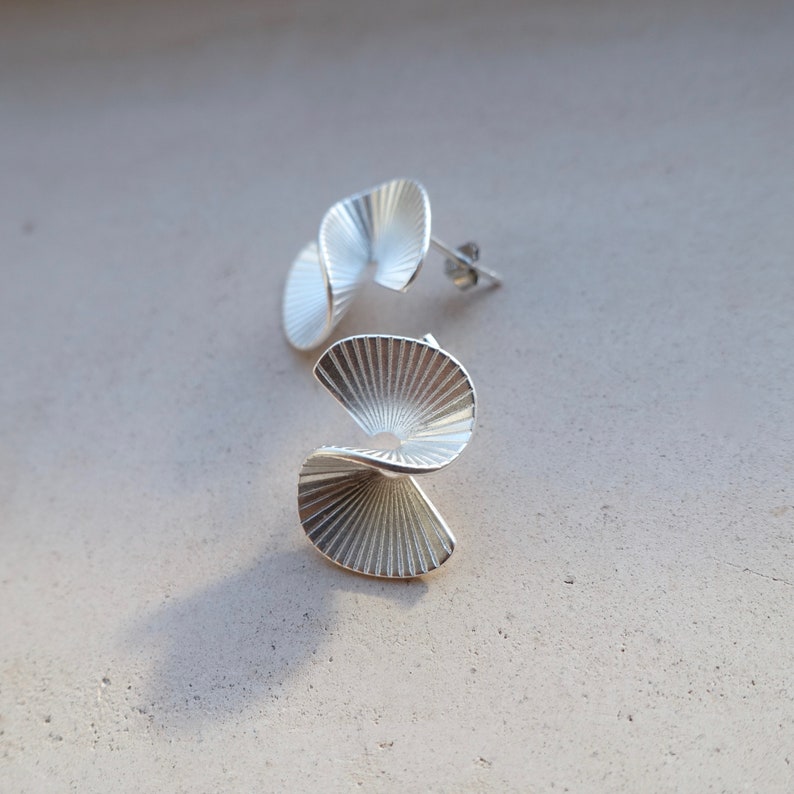 Sterling Silver Spiral Earrings, Contemporary Sterling Silver Earrings image 4