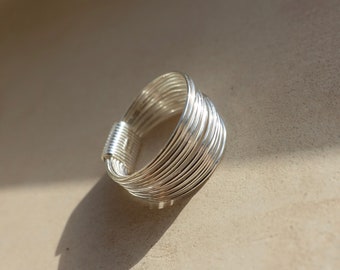 Layered Sterling Silver Ring, Spiral Sterling Silver Ring