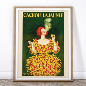 Cachou Lajaunie, Leonetto Cappiello, póster vintage francés, impresión publicitaria, arte mural retro, moda vintage, decoración sobre barra, comedor