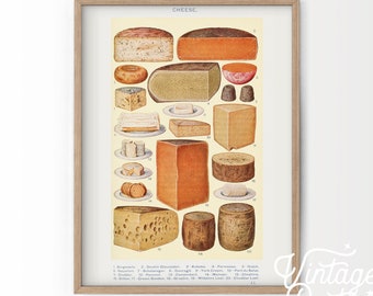 Antique Cheese Diagram Print, Victorian Kitchen Wall Art 17