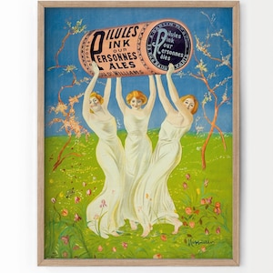 Póster retro, publicidad vintage, pastillas rosas del Dr. Williams, anuncio de mujeres, anuncio de pastillas, regalo vintage, medicina vintage, Leonetto Cappiello