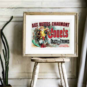 Zerbino 1art1 Vintage 'Aux Buttes Chaumont', Stampa Jules Cheret 1885, 70x50 Cm, Antiscivolo Lavabile