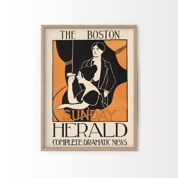 Vintage New York Sunday Herald Covers, Newspaper Covers, Retro Prints, Vintage Magazine, Fashion Print, Art for Home, Woman Ladies Art