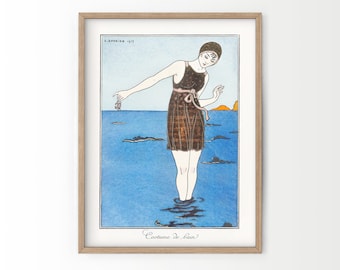 Vintage Fashion Poster, French Fashion Print, Art Nouveau poster, George Barbier Art, Parisian style, Barbier L'Air poster, Art Deco print