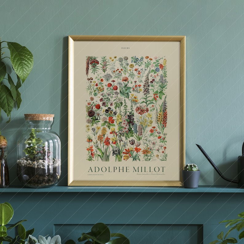 Flower Print, Adolphe Millot Poster, Vintage Flower Poster, Botanical Wall Art, Vintage Plants, Gift Idea image 7