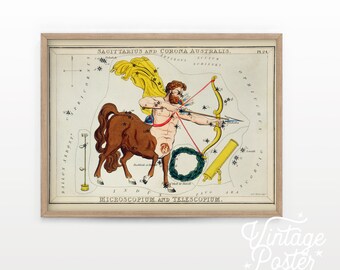 Sagittarius Astrology gift, Sagittarius Birthday, Horoscope print, Zodiac art, November December birthday, Constellation, Sagittarius  gift