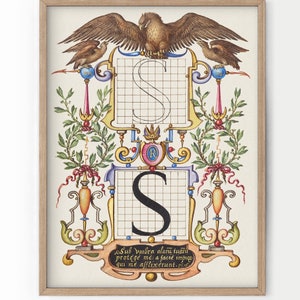 Letter S Print, Vintage Nursery Decor, Alphabet Poster, Personalized Gift, Gift Idea, Initial Letter, Vintage Gift, Nursery S Wall Art