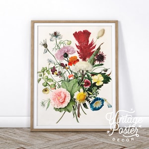 Floral Art Print, Flower Wall Art, Boho Art, Vintage Floral, Flower Decor, Women Office, Girls Bedroom, Nursery Floral, Wildflower bouquet