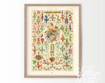 Motif Renaissance Albert Racinet, impression botanique vintage