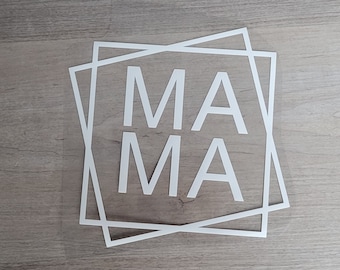 Mama Square Iron-on Decal | Heat Transfer Vinyl | Black | White | Grey | DIY | Permanent