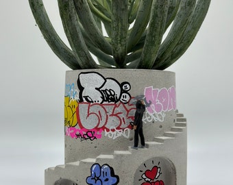 Art Planter / Concrete Planter / Graffiti / Street Art / Architectural Planter / Pop Art / Unique Planter / Plant Pot / Art Vessels