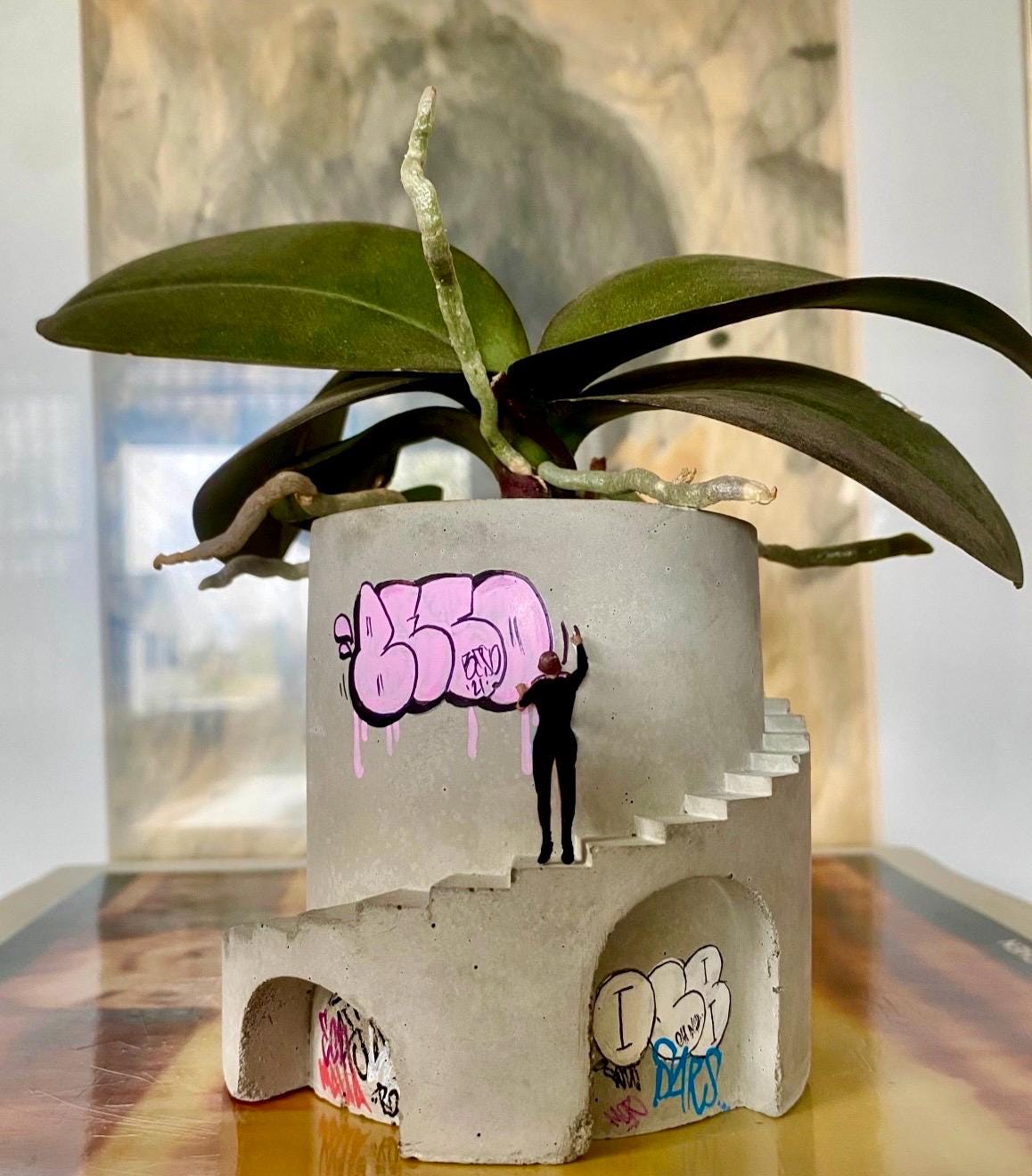 Planter / Graffiti Planter / Handmade Gift /  Unique Gift / Personalized  / Gifts for Her / Gift / Art / Miniatures / Mini / Graffiti