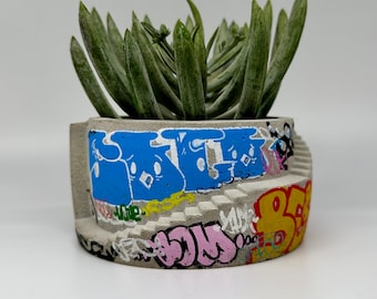 Graffiti Planter / Graffiti / Custom Art / Custom Gift / Unique Planter / Street Art / Concrete Planter / Cement Planter/ Art / Hip Hop