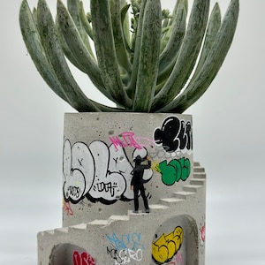 Art Planter / Concrete Planter / Graffiti / Street Art / Architectural Planter / Pop Art / Unique Planter / Plant Pot / Art Vessel / Hip Hop image 1