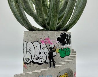 Art Planter / Concrete Planter / Graffiti / Street Art / Architectural Planter / Pop Art / Unique Planter / Plant Pot / Art Vessel / Hip Hop